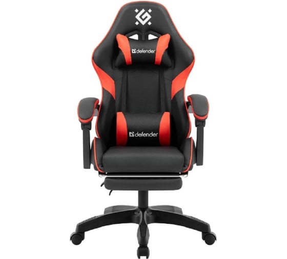 Кресло игровое DEFENDER Serenity черный/красный, класс 2, PU, подножка 64807