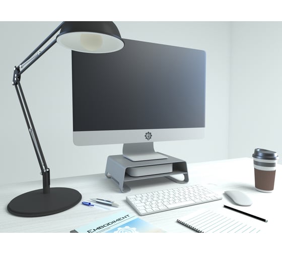 Алюминиевая подставка для мониторов и Mac EMBODIMENT серая EMB-MS-FS-G