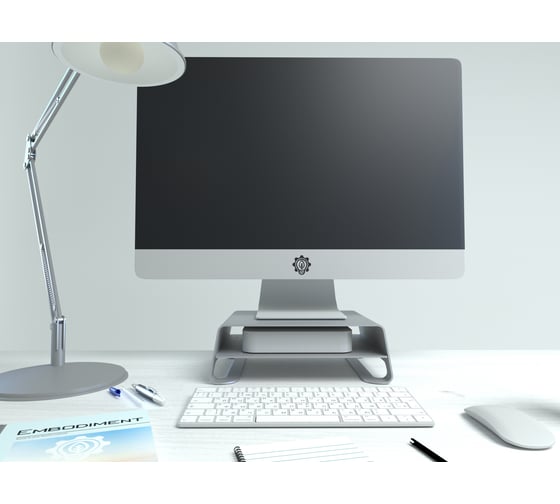 Алюминиевая подставка для мониторов и Mac EMBODIMENT серая EMB-MS-FS-G