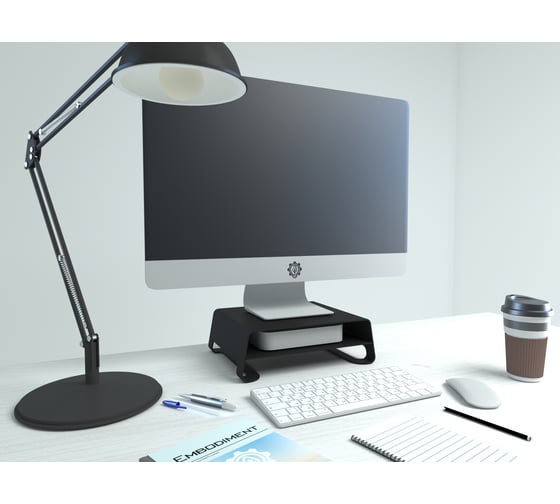 Алюминиевая подставка для мониторов и Mac EMBODIMENT черная EMB-MS-FS-B