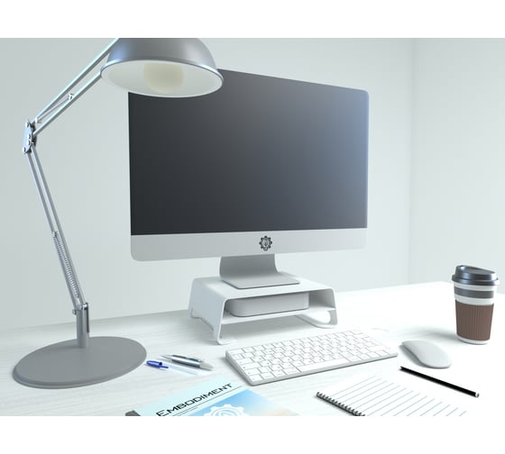 Алюминиевая подставка для мониторов и Mac EMBODIMENT белая EMB-MS-FS-W
