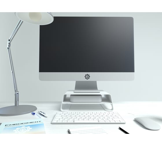 Алюминиевая подставка для мониторов и Mac EMBODIMENT белая EMB-MS-FS-W