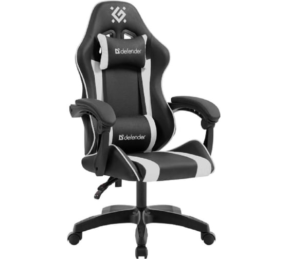 Кресло игровое DEFENDER Legas черный/белый, класс 2, PU 64806
