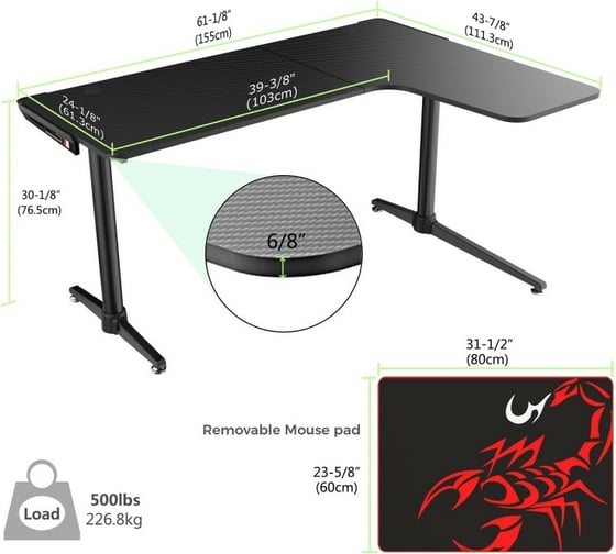 Игровой компьютерный стол EUREKA L60R ERK-L60R-B