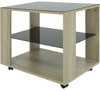 Журнальный стол Мебелик BeautyStyle 5 сонома, стекло черное 7624