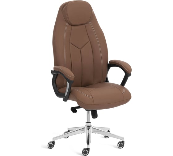 Кресло Tetchair Босс Люкс/Boss Lux (26) хром Экокожа LUX Classic, коричневый 25933