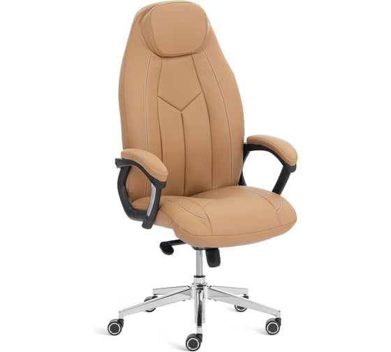 Кресло Tetchair Босс Люкс/Boss Lux (26) хром экокожа LUX Classic, св.-коричневый 25702