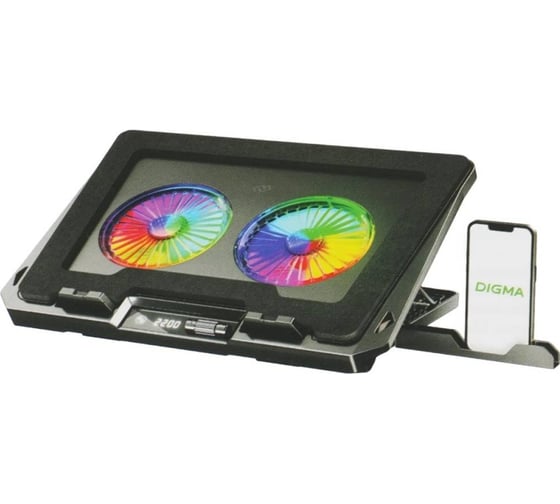 Подставка охлаждающая для ноутбука DIGMA D-NCP170-2x110RGB, до 18 дюймов, 400x288x45 мм, 2 вентилятора 110 мм, 2 USB, 52 дБ, 1250 г 2078642