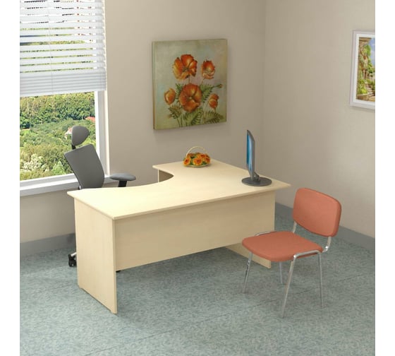 Эргономичный стол ФЕЛИКС Система-M 160x120x74.5 см клен ПК-ССМ-СТЭ160x120Л/Д-В3-99