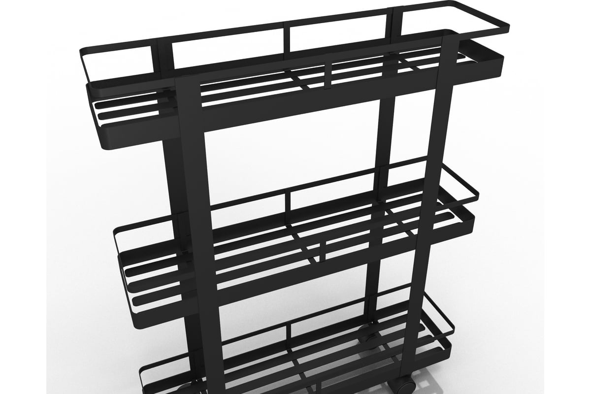 Этажерка ПК МАГС КОМПАКТА на колесах 600x150x700 мм черный матовый ...