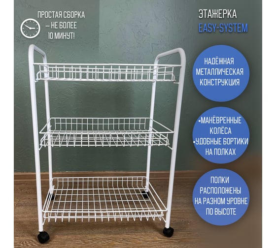 Этажерка ПК МАГС EASY-SYSTEM на колёсах для ванны СКЛ07-00001