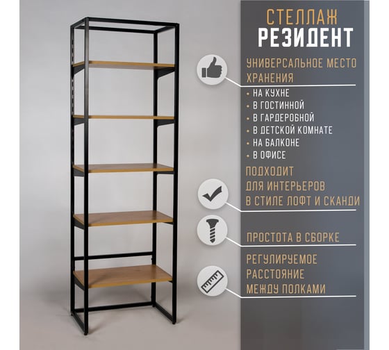 Стеллаж ПК МАГС РЕЗИДЕНТ 5 полок СКЛ07-00017
