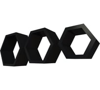 Комплект полок QWERTY Москва цвет чёрный, 30x26x10 см, 24x21x10 см, 18x15,5x10 см, толщина 1,5 см 72003