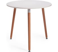 Стол Tetchair MARS T1004 МДФ/дерево, 80x80x75 см, White белый / Natural натуральный 15186