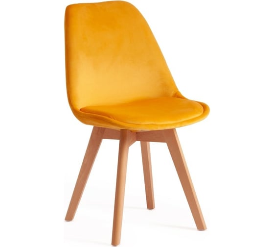 Стул Tetchair TULIP SOFT 74 вельвет/дерево, 54x47x83 см, желтый HLR 41/натуральный, 4 шт 15222