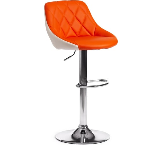 Барный стул Tetchair MESSY KY704C металл/экокожа, 47x48x84-105 см, оранжевый/белый/хром 15098