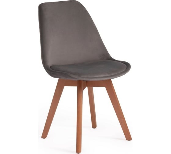Стул Tetchair TULIP SOFT 74 вельвет/дерево, 54x47x83 см, светло-серый HLR19/натуральный, 4 шт 15214 1