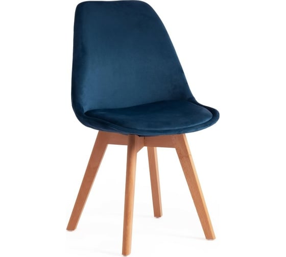 Стул Tetchair TULIP SOFT 74 вельвет/дерево, 54x47x83 см, синий HLR 63/натуральный, 4 шт 15220