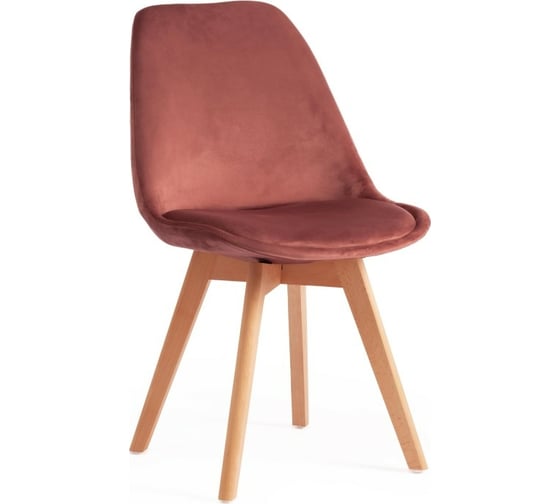 Стул Tetchair TULIP SOFT 74 вельвет/дерево, 54x47x83 см, коралловый HLR 44/натуральный, 4 шт 15221