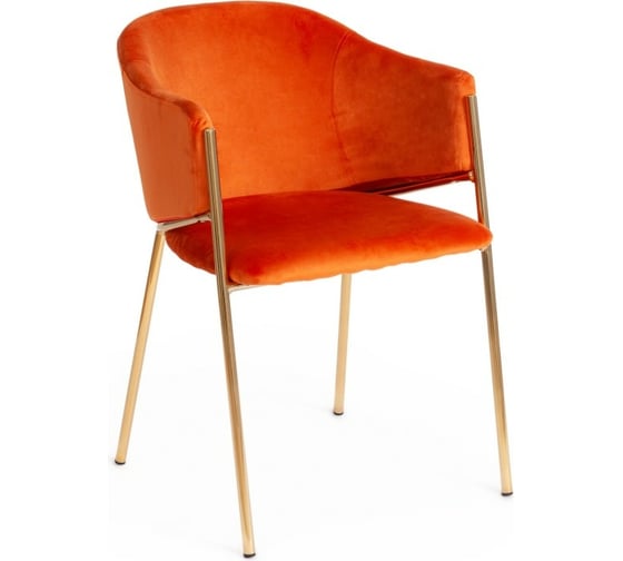 Кресло Tetchair KRONOS 8158 металл/вельвет, рыжий/золотые ножки, 2 шт G062-24 14150