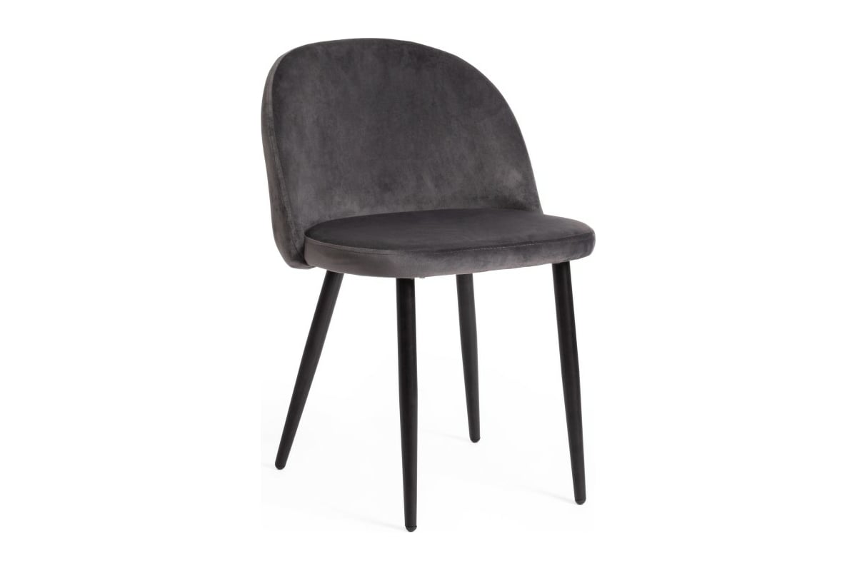 Серый мягкий стул с черными ножками