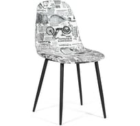 Стул Tetchair ALLEN DС409 металл/ткань, 42x54x82x46 см, черно-белый принт Ретро/черные, 4 шт 12475