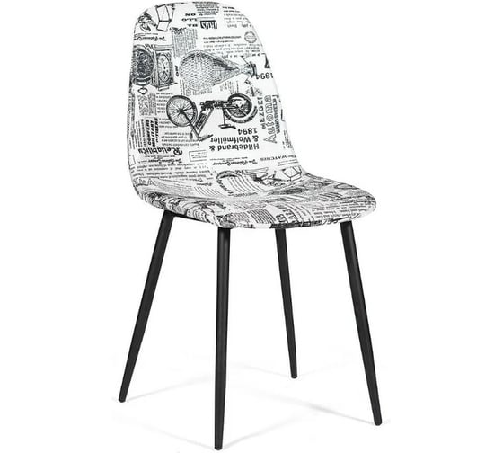 Стул Tetchair ALLEN DС409 металл/ткань, 42x54x82x46 см, черно-белый принт Ретро/черные, 4 шт 12475