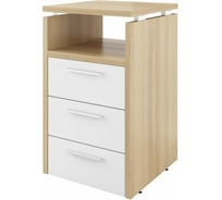 Тумба Монолит Дублин приставная (3 ящика с полкой и замком) 450x450x750 Акация лорка31/Белый30 ДБ43.С33