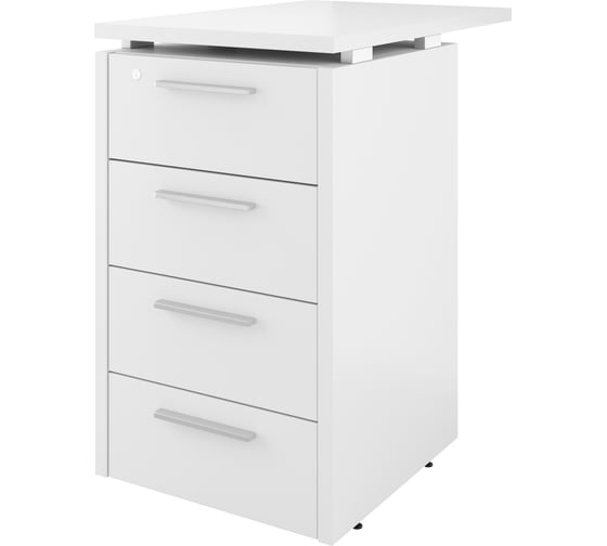 Тумба Монолит Дублин приставная / 4 ящика с змамком / 450x700x750 Белый30 ДБ38.С ДБ38.С30