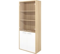 Шкаф Монолит Дублин высокий 800x400x1980 стекло прозрачное Акация лорка31/Белый30 ДБ52.33