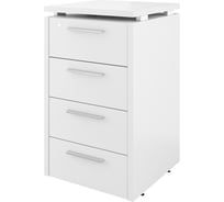 Тумба Монолит Дублин приставная / 4 ящика с змамком / 450x450x750 Белый30 ДБ44.С ДБ44.С30