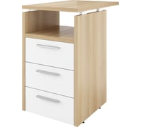 Тумба Монолит Дублин приставная (3 ящика с полкой и замком) 450x700x750 Акация лорка31/Белый30 ДБ37.С33