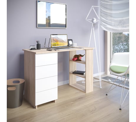 Стол Атмосфера СП-05 дуб сонома светлый/белый 00-00017650