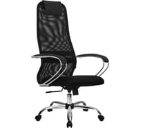 Офисное кресло МЕТТА SU-B-8 хром, ткань-сетка, сиденье мягкое, темно-серое 532428