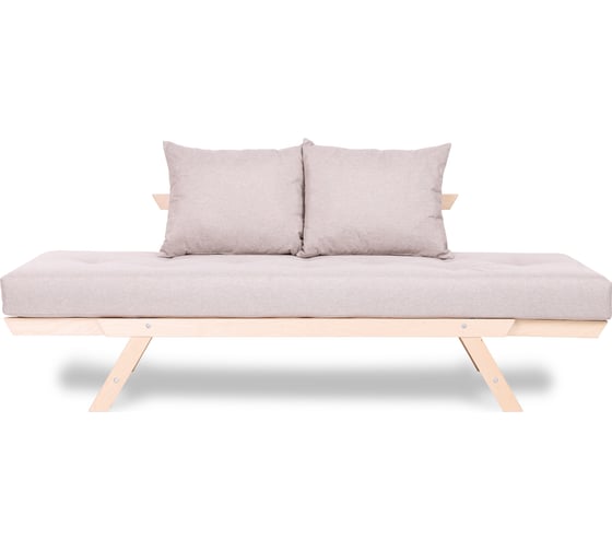 Кушетка Dr. Bronz Wood Melody натуральное дерево, бежевый матрас с подушками, 200x70x61 см SI0301011