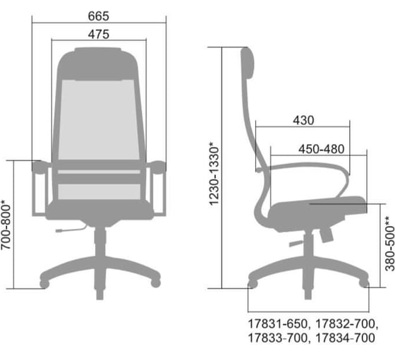 Кресло МЕТТА BK-10 темно-серый, основание 17833 z302689412