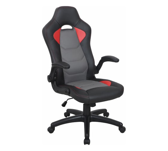 Компьютерное кресло BRABIX Skill GM-005, откидные подлокотники, экокожа, черное/красное 532496 1