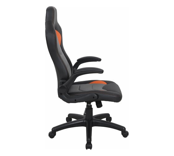 Компьютерное кресло BRABIX Skill GM-005, откидные подлокотники, экокожа, черное/оранжевое 532495