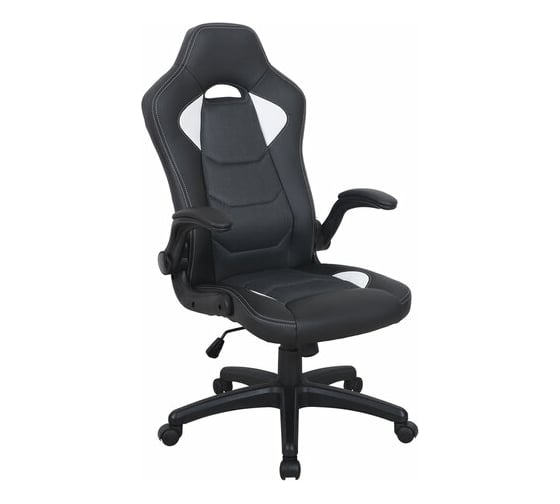 Компьютерное кресло BRABIX Skill GM-005, откидные подлокотники, экокожа, черное/белое 532493