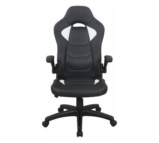 Компьютерное кресло BRABIX Skill GM-005, откидные подлокотники, экокожа, черное/белое 532493