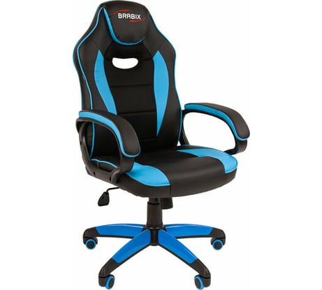 Компьютерное кресло BRABIX Blaze GM-162, TW/экокожа, черное/голубое 532578