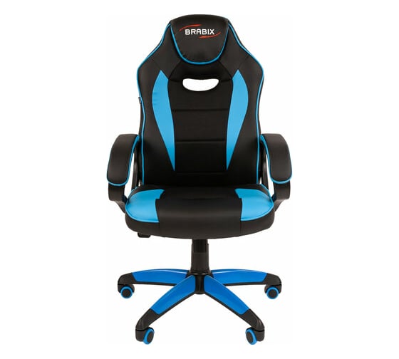Компьютерное кресло BRABIX Blaze GM-162, TW/экокожа, черное/голубое 532578
