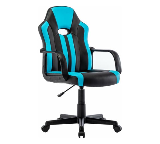 Компьютерное кресло BRABIX Stripe GM-202, экокожа, черное/голубое 532509