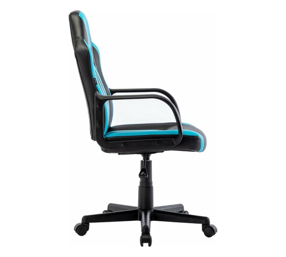 Компьютерное кресло BRABIX Stripe GM-202, экокожа, черное/голубое 532509