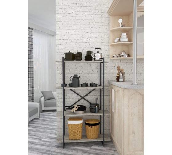 Стеллаж Металл-Завод GUTTA 151x92x34x4 патина/черный GS15192344P2