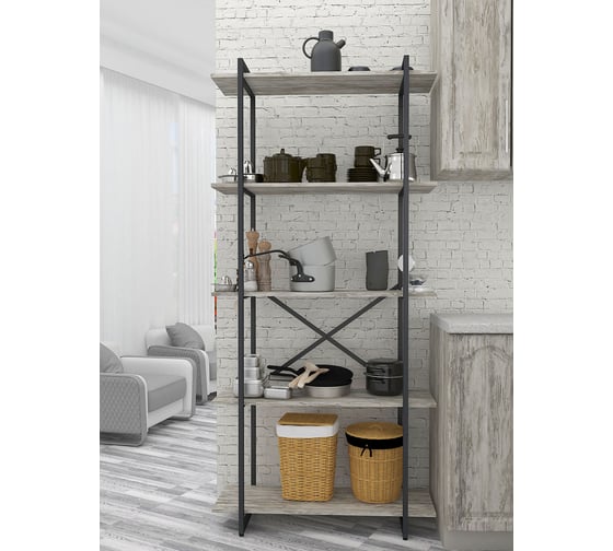 Стеллаж Металл-Завод GUTTA 196x92x34x5 патина/черный GS19692354P2