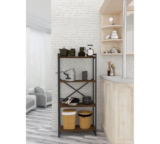 Стеллаж Металл-Завод GUTTA 151x69x34x4 коричневый/черный GS15169344B2