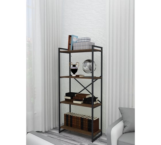 Стеллаж Металл-Завод GUTTA 151x69x34x4 коричневый/черный GS15169344B2