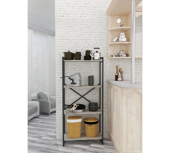 Стеллаж Металл-Завод GUTTA 151x69x34x4 патина/черный GS15169344P2