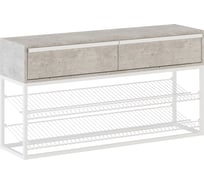 Тумба НАЙДИ с полками под обувь, белый муар, ЛДСП метрополитан грей LTO-5302
